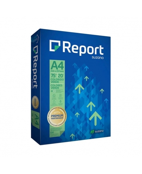 PAPEL SULFITE REPORT PREMIUM A4 C/500 FOLHAS VERDE