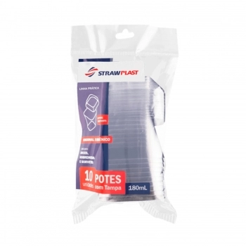 POTE COM TAMPA ACRÍLICO CRISTAL 180ML C/10UN - STRAWPLAST