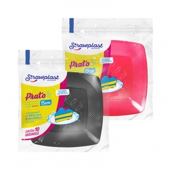 PRATO FESTA QUADRADO AZUL NEON 15CM C/10UN