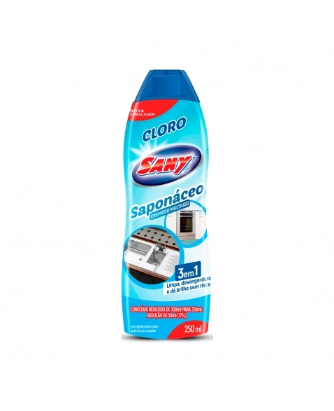 SAPONÁCEO CREMOSO CLORO 250ML - SANY DO BRASIL