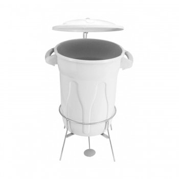 LIXEIRA PLÁSTICA BRANCA 100L REDONDA COM PEDAL EM AÇO E8G - JSN