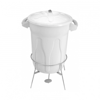 LIXEIRA PLÁSTICA BRANCA 60L REDONDA COM PEDAL EM AÇO E8N - JSN