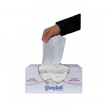 SACOLA SLIM BRANCA BIO 48X58CM CX1000 - LIBREPLAST