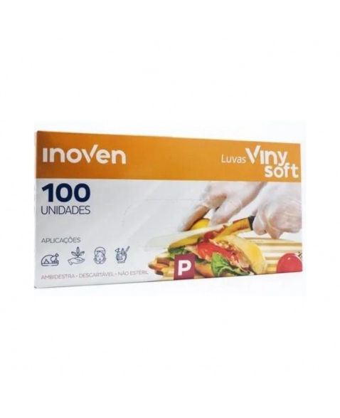 LUVA VINYSOFT P C/100UN - INOVEN