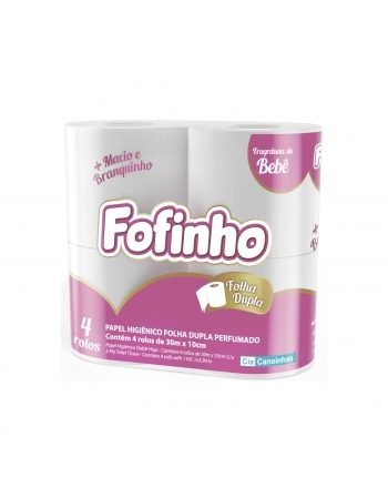 PAPEL HIGIÊNICO FOFINHO BEBÊ FOLHA DUPLA COM 4 ROLOS FD C/96 ROLOS- CIA CANOINHAS