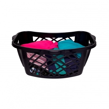 CESTO DE ROUPA ANATÔMICO TELADO PRETO 35L - ECO NATURE JAGUAR UTILIDADES