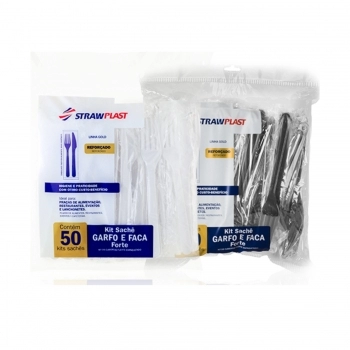 KIT SACHE GARFO E FACA FORTE BRANCO ITS BIO C/50UN - STRAWPLAST