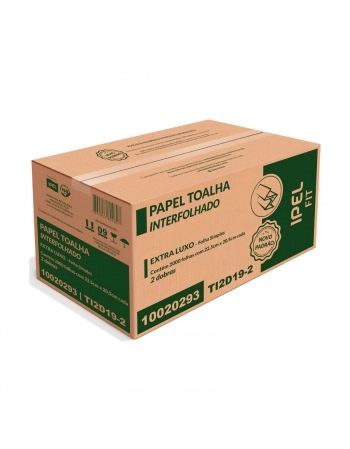 PAPEL TOALHA INTERFOLHADO FIT EXTRA LUXO 2 DOBRA 20G 22,5X20,5CM C/2000F - IPEL