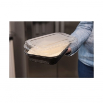 BANDEJA FORNEÁVEL G 240 COM TAMPA BASE PRETA 800ML C/100UN - GALVANOTEK