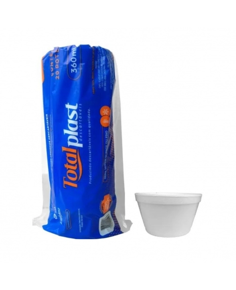 POTE TÉRMICO SEM TAMPA 360ML COM 20UN - TOTALPLAST