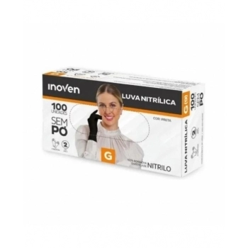 LUVA NITRÍLICA PRETA P SEM PÓ C/100UN - INOVEN
