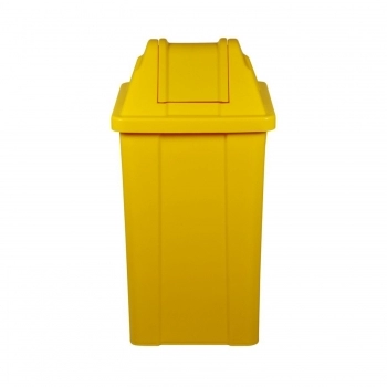 LIXEIRA PLÁSTICA AMARELA 60L QUADRADA COM TAMPA VAI-VEM Q60 - JSN
