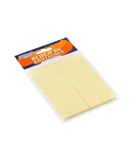 BLOCO DE ANOTAÇÃO SMART NOTES AMARELO 38X51MM BLISTER 4X100FOLHA - BRW