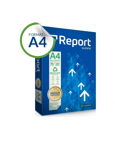 PAPEL SULFITE REPORT RECICLATO A4 75G C/500 FOLHAS RECICLADAS