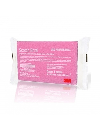 ESPONJA SANITÁRIA ROSA DUPLA FACE SCOTCH-BRITE 75X110MM C/3UN - 3M