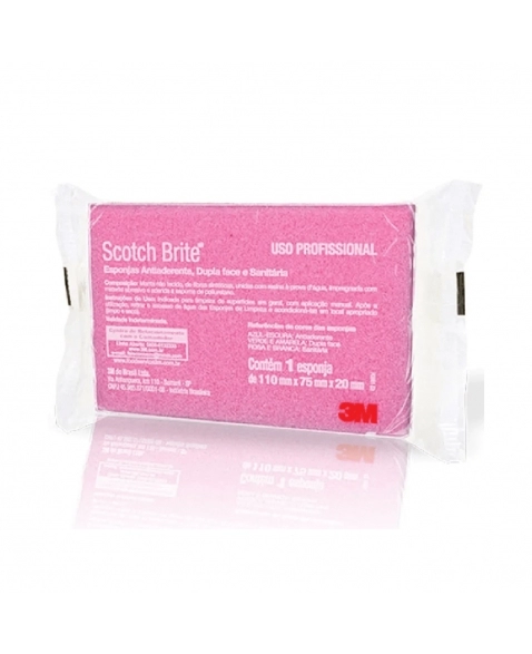 ESPONJA SANITÁRIA ROSA DUPLA FACE SCOTCH-BRITE 75X110MM C/3UN - 3M