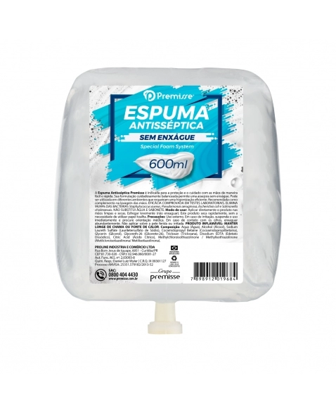 SABONETE ESPUMA ANTISSÉPTICA 600ML - COM 6 REFIL - PREMISSE