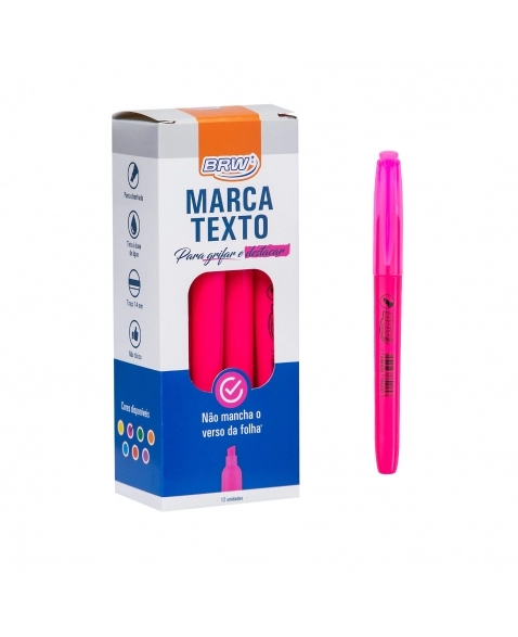 MARCA TEXTO BRW ROSA C/12