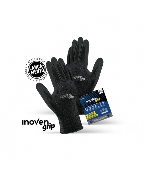 LUVA PU INOVEN GRIP NYLON COM POLIURETANO PRT G PAR