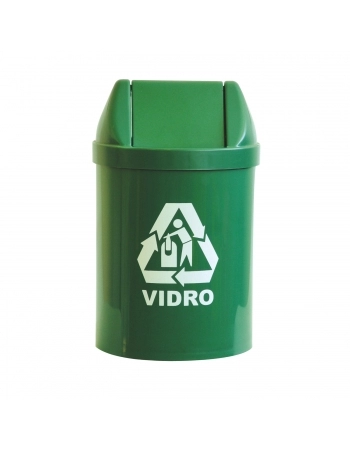 LIXEIRA BASCULANTE VERDE 14L REDONDA SELETIVA PLASTICO