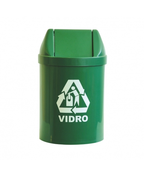 LIXEIRA BASCULANTE VERDE 14L REDONDA SELETIVA PLASTICO