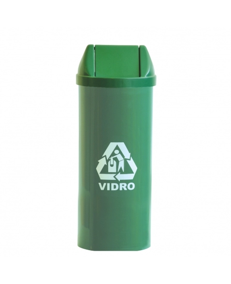 LIXEIRA BASCULANTE VERDE 23L REDONDA SELETIVA PLASTICO