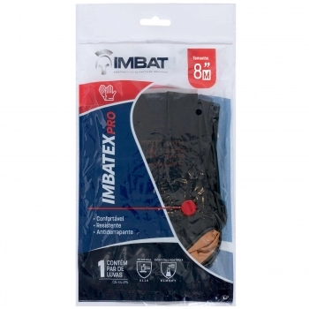 LUVA IMBAT FORRADA LATEX PRT M 1PAR
