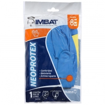 LUVA LATEX IMBAT NEOPRENE BICOLOR AMR/AZ M 1PAR