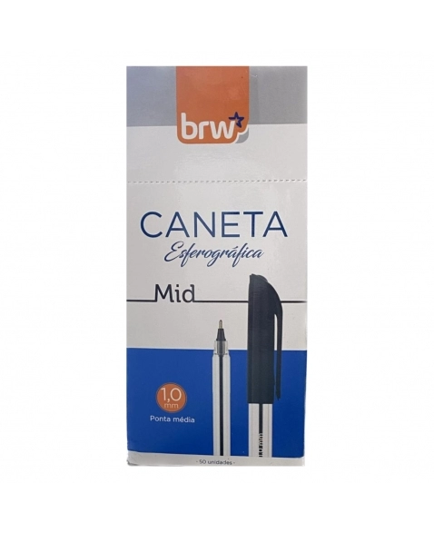 CANETA BRW MID CRISTAL PRETA 1.0 C/50