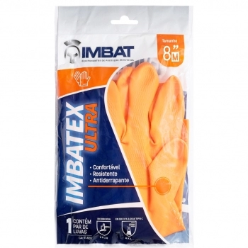 LUVA LATEX MULTIUSO IMBAT LARANJA M 1PAR