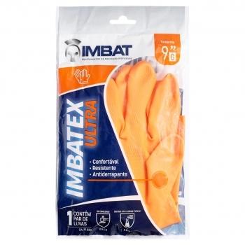 LUVA LATEX MULTIUSO IMBAT LARANJA G 1PAR