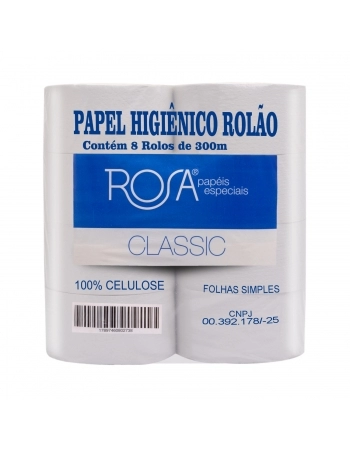 PAPEL HIGIÊNICO ROLÃO CLASSIC 100% CELULOSE 8X300M - ROSA PAPÉIS