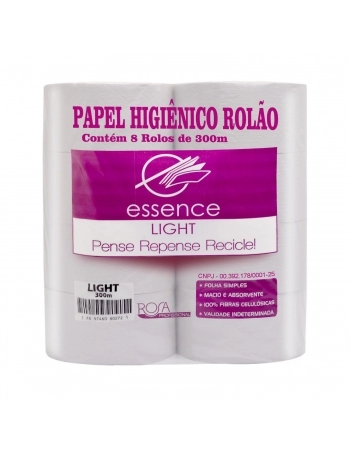 PAPEL HIGIÊNICO ROLÃO ESSENCE LIGHT 9CM 8X300M