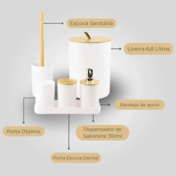 CONJUNTO BANHEIRO MOOD BRANCO NATURE C/6PC