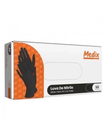 LUVA MEDIX NITRILICA USO GERAL PRETA M SEM PO C/100