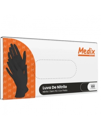 LUVA MEDIX NITRILICA USO GERAL PRETA P SEM PO C/100