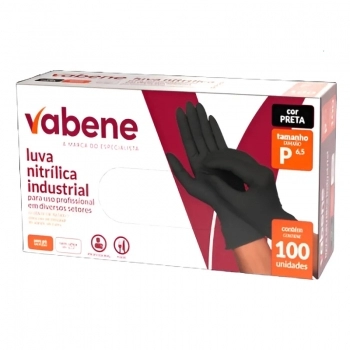 LUVA NITRILICA PROTECAO INDUSTRIAL PRETA P VABENE C/100
