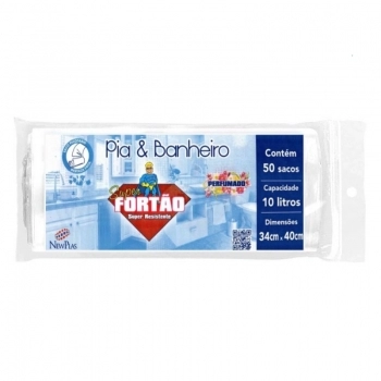 SACO LIXO S FORTAO PIA E BANHEIRO PERFUMADO ROLO 10L BRANCO 34X40 C/50