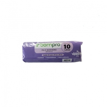 SACO LIXO BOMPRO PIA E BANHEIRO PERFUMADO ROLO 10L BRANCO 34X40 C/50