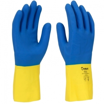 LUVA LATEX IMBAT NEOPRENE BICOLOR AMR/AZ P 1PAR
