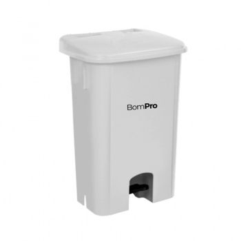 LIXEIRA BOMPRO 100L QUADRADA BRANCA C/PEDAL