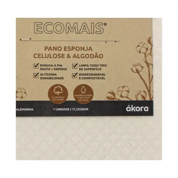 PANO ESPONJA ECOMAIS BRANCO 17,5X20