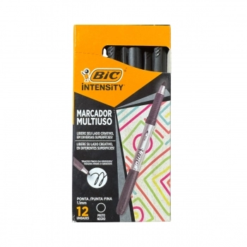 MARCADOR MULTIUSO BIC INTENSITY PRETO PONTA FINA C/12