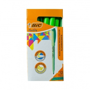 MARCA TEXTO BIC MARKING VERDE C/12 FLUORESCENTE