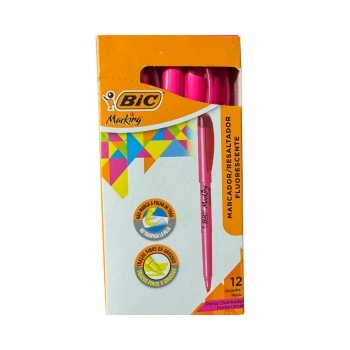MARCA TEXTO BIC MARKING ROSA C/12 FLUORESCENTE
