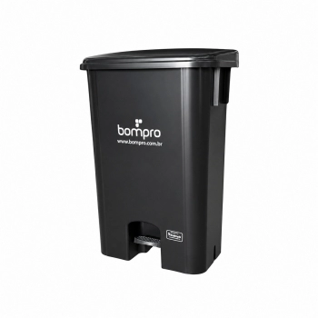 LIXEIRA BOMPRO 100L QUADRADA PRETA C/RODA E PEDAL