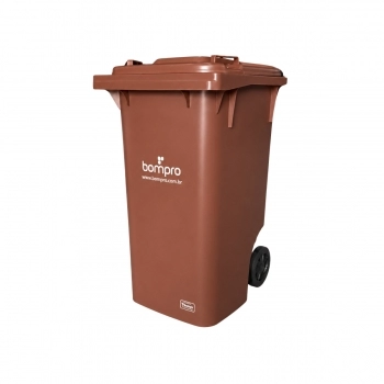 CONTENTOR BOMPRO 240L MARROM C/RODAS + PEDAL