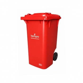 CONTENTOR BOMPRO 240L QUADRADA VERMELHA C/RODA