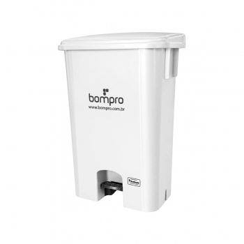 LIXEIRA BOMPRO 100L QUADRADA BRANCA C/RODA + PEDAL