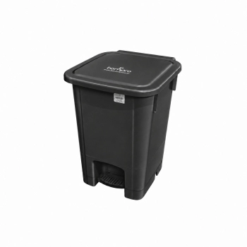 LIXEIRA QUADRADA 15L PRETA COM PEDAL - BOMPRO
